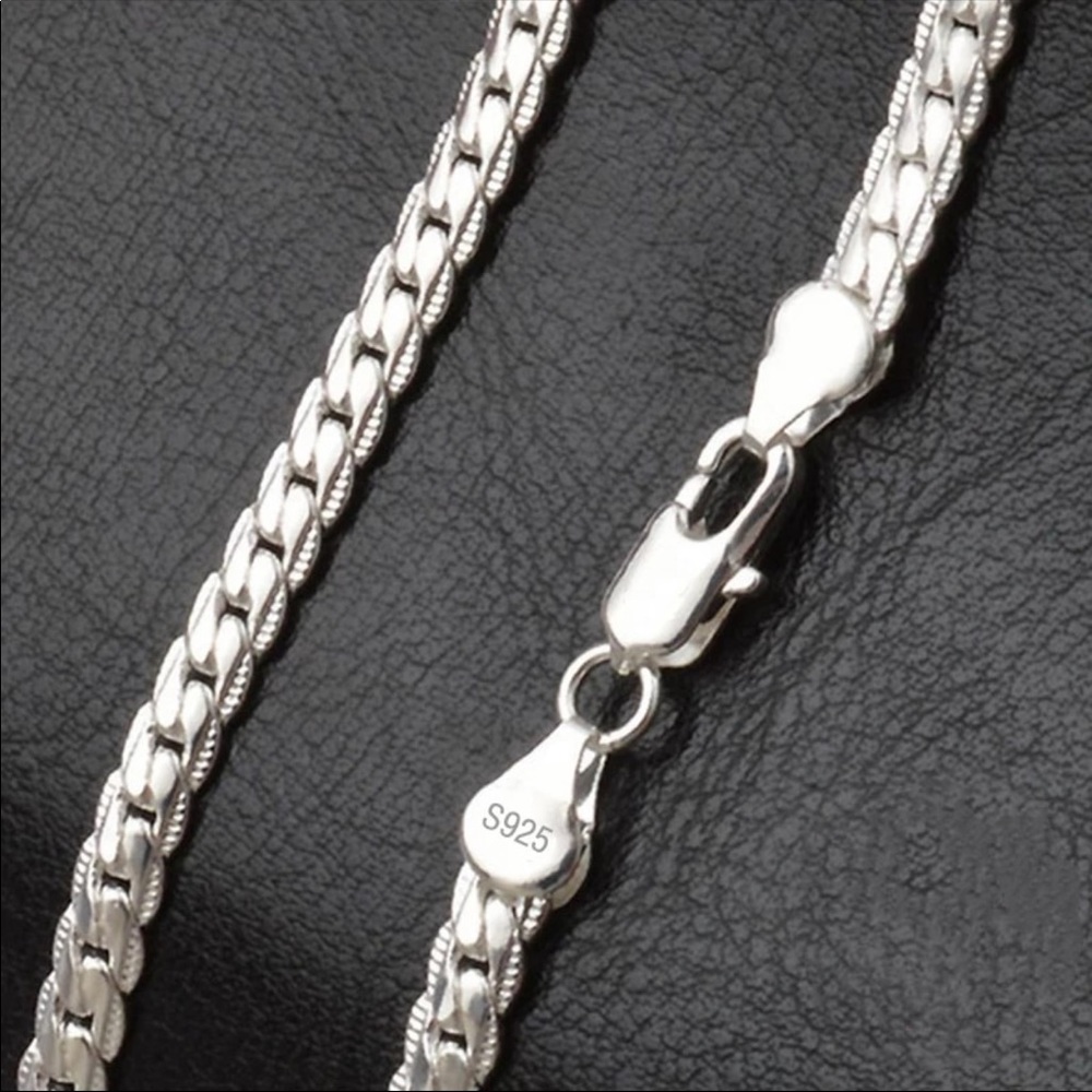 NEW* Men silver necklace shiny 925 link se… - Picture 3 of 4